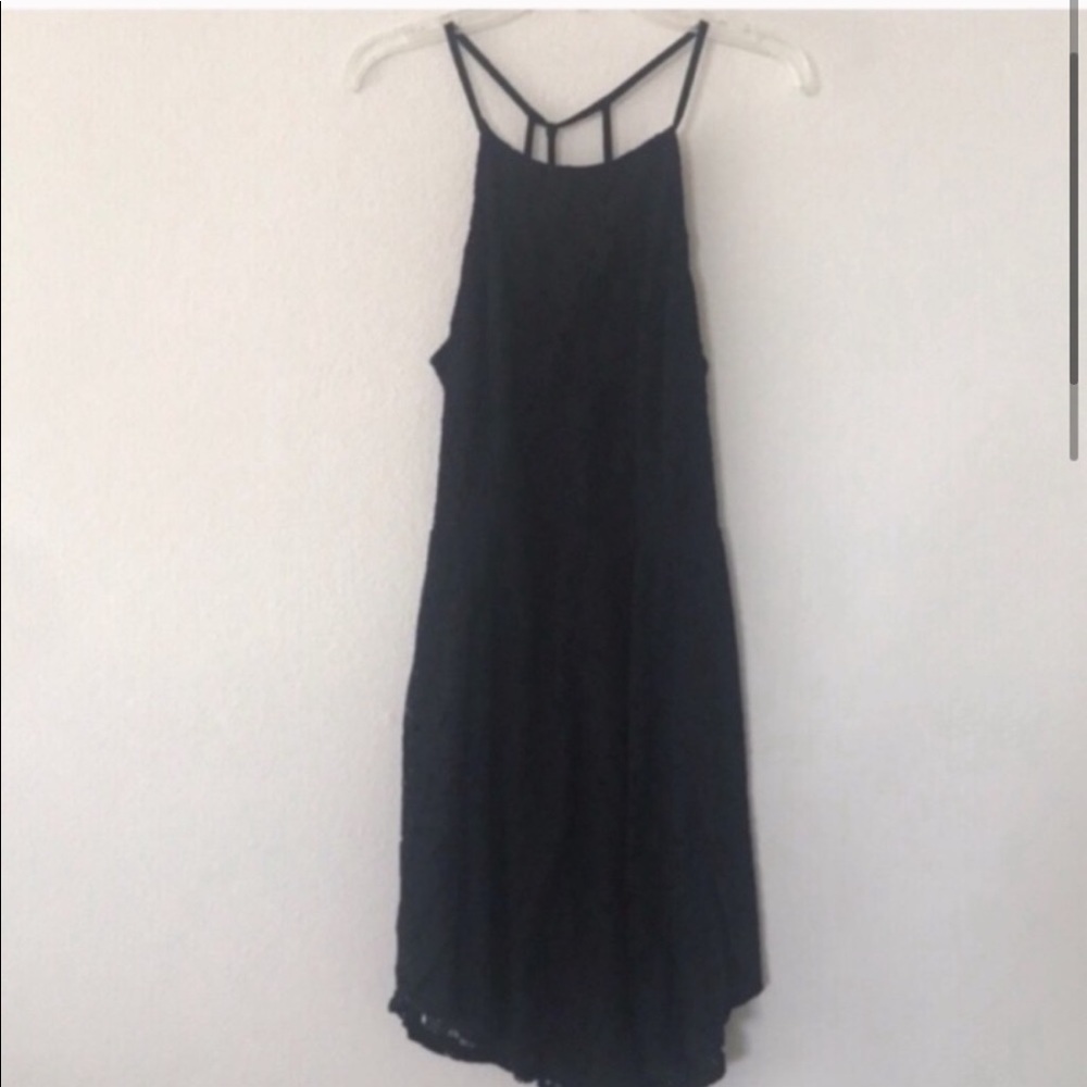 Abercrombie & Fitch Black Flowy Halter Lace Dress - Picture 2 of 5